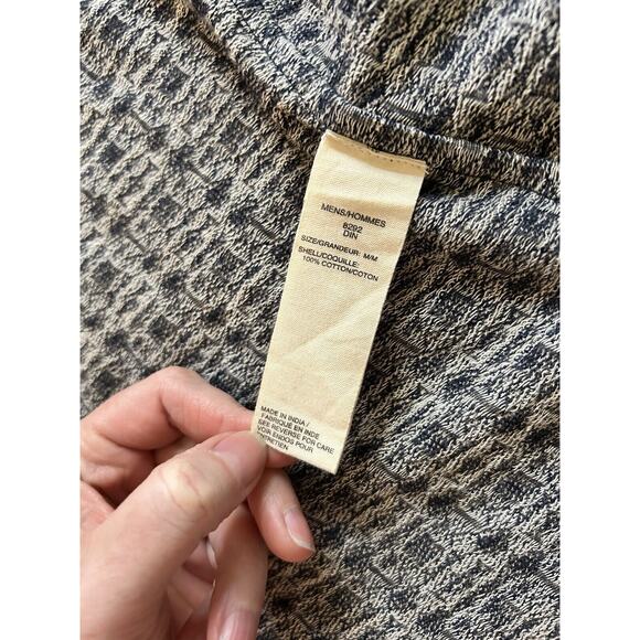 Vintage‎ Woolrich Mens Cardigan Open Size M Navy Blue And Cream Geometric - Picture 11 of 14